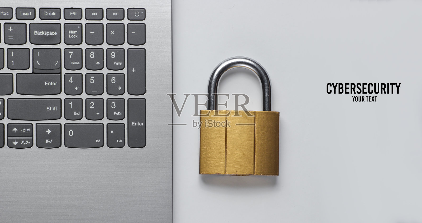 电脑防护理念，网络安全。锁定键盘笔记本电脑。网络安全。本空间照片摄影图片