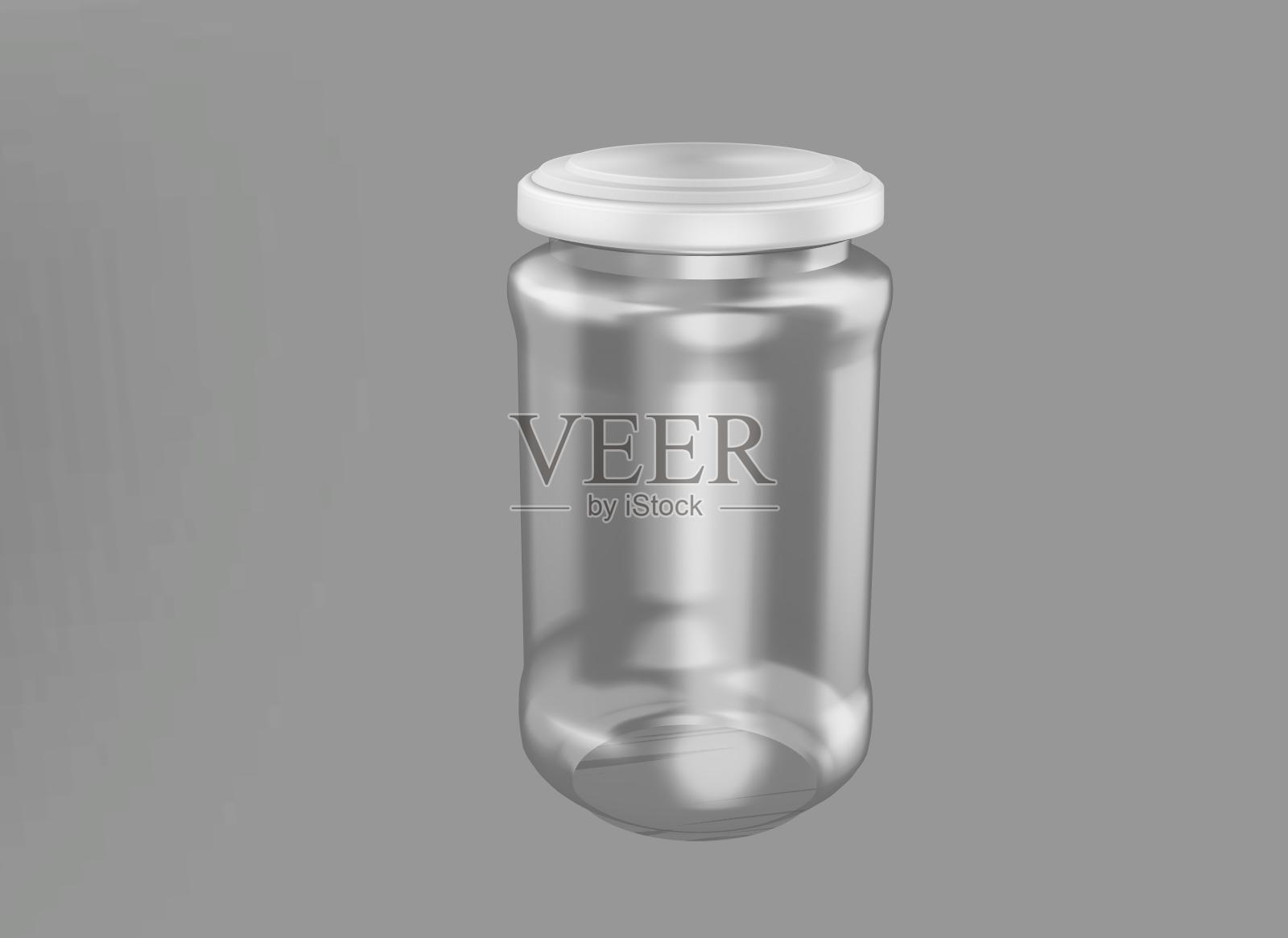 3d插图玻璃罐和灰色背景照片摄影图片