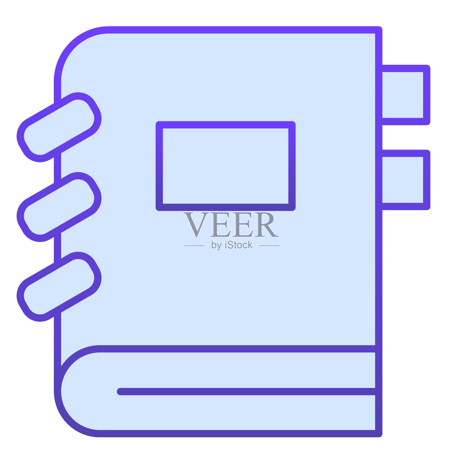 关闭笔记本的平面图标。带书签的练习本。教育矢量设计理念，渐变风格象形文字上的白色背景。插画图片素材