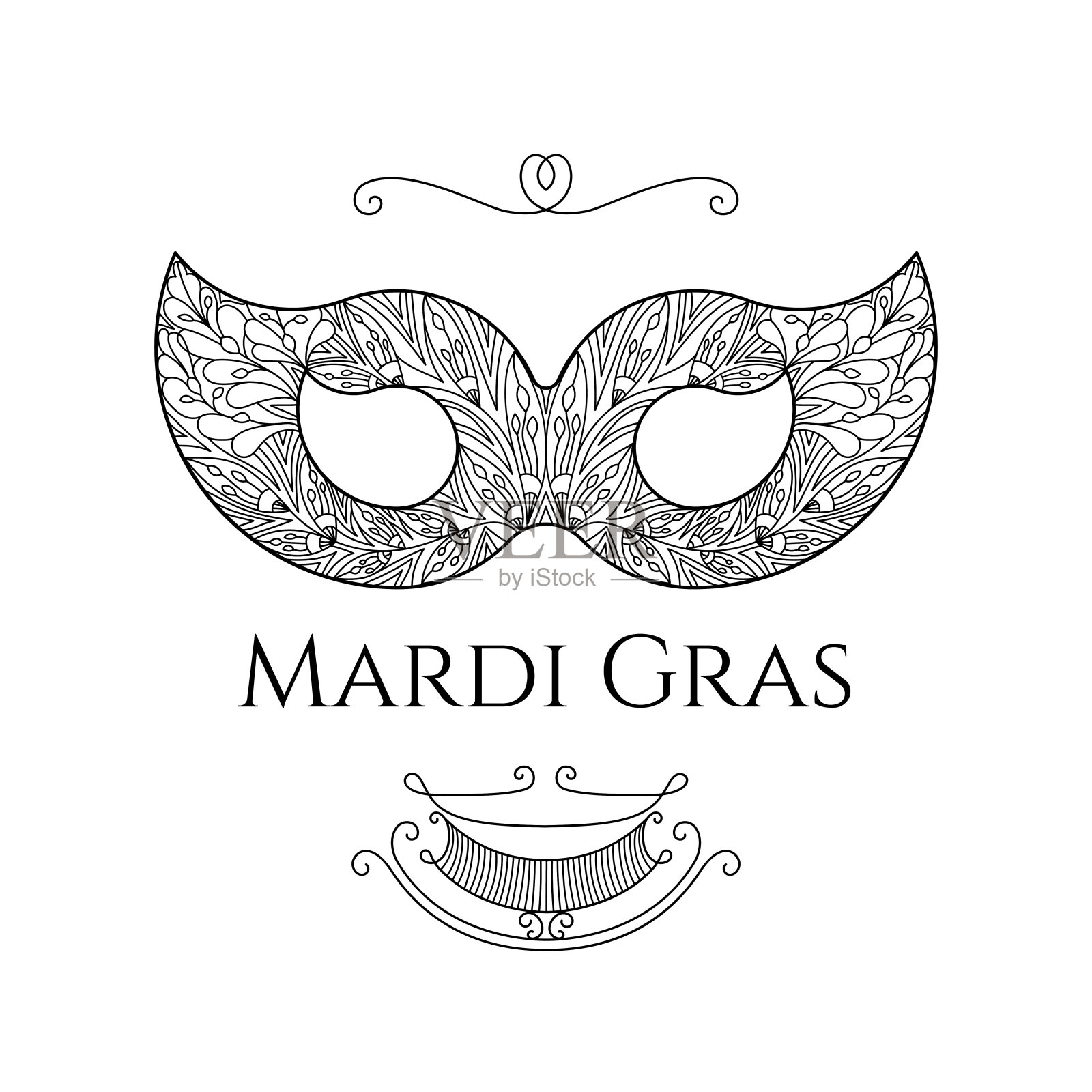 黑白色的狂欢节副本插画图片素材