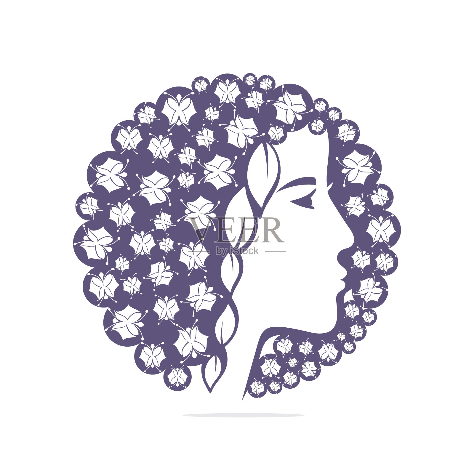 女孩离开标志模板设计。插画图片素材