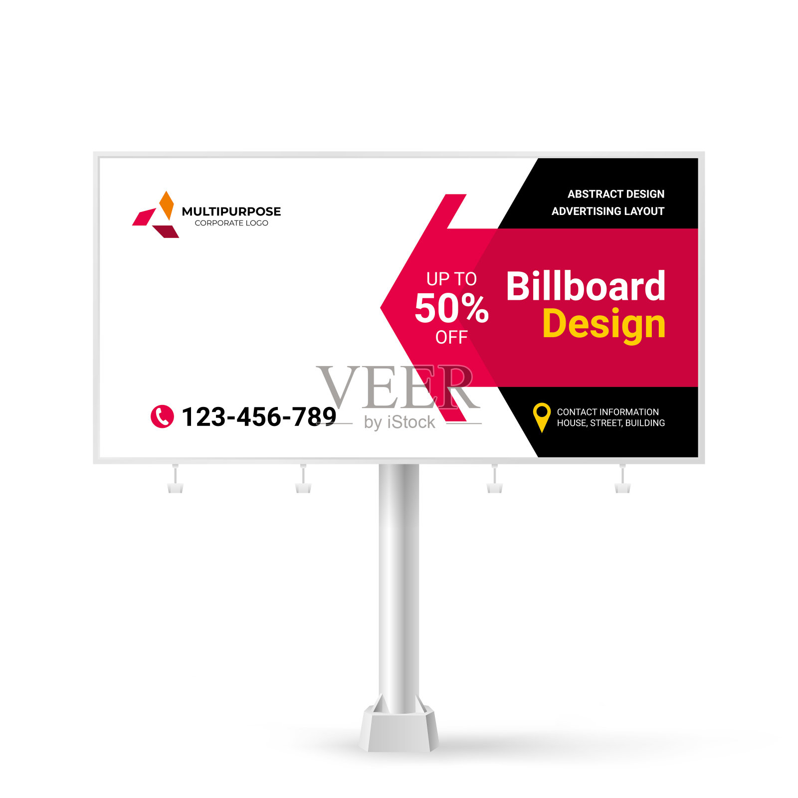 户外广告创意设计，时尚几何背景的照片和文字。产品推广的横幅模板。插画图片素材