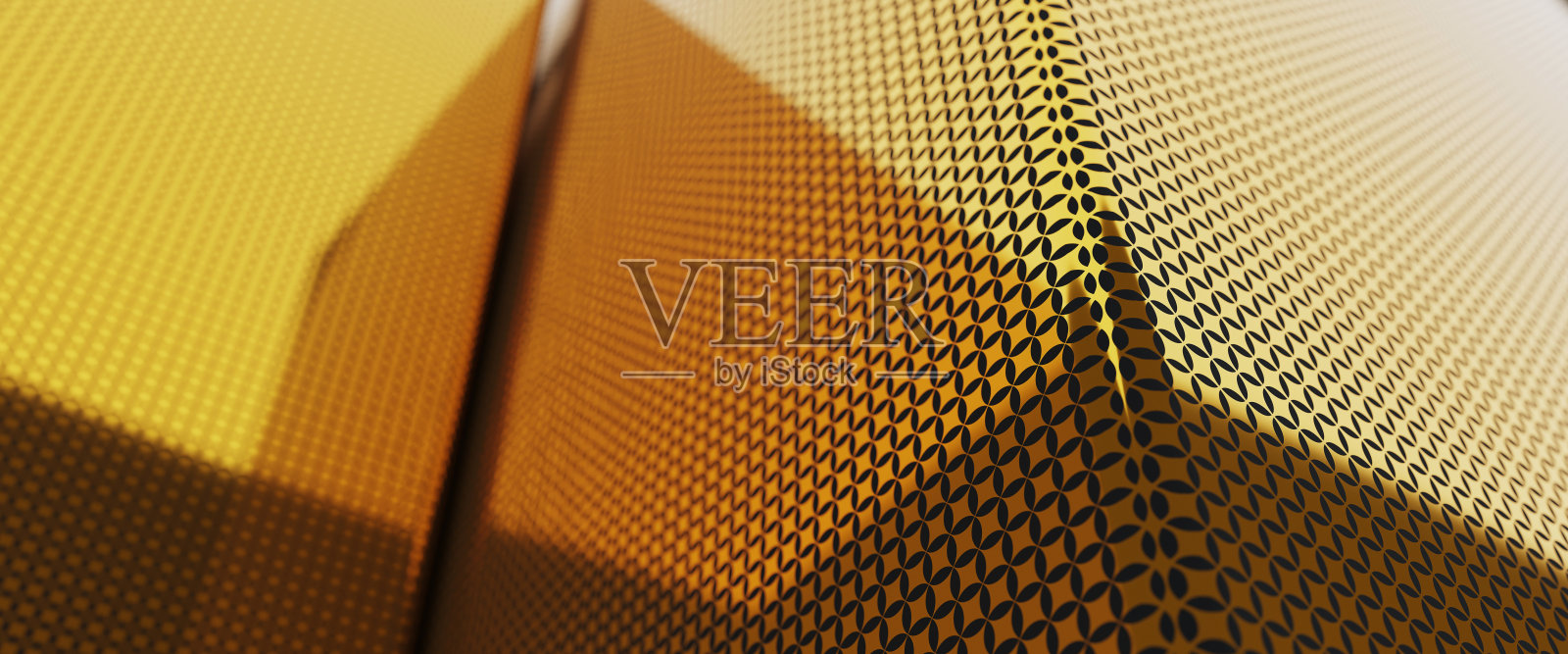 3d渲染抽象金脊豪华立方体背景。照片摄影图片