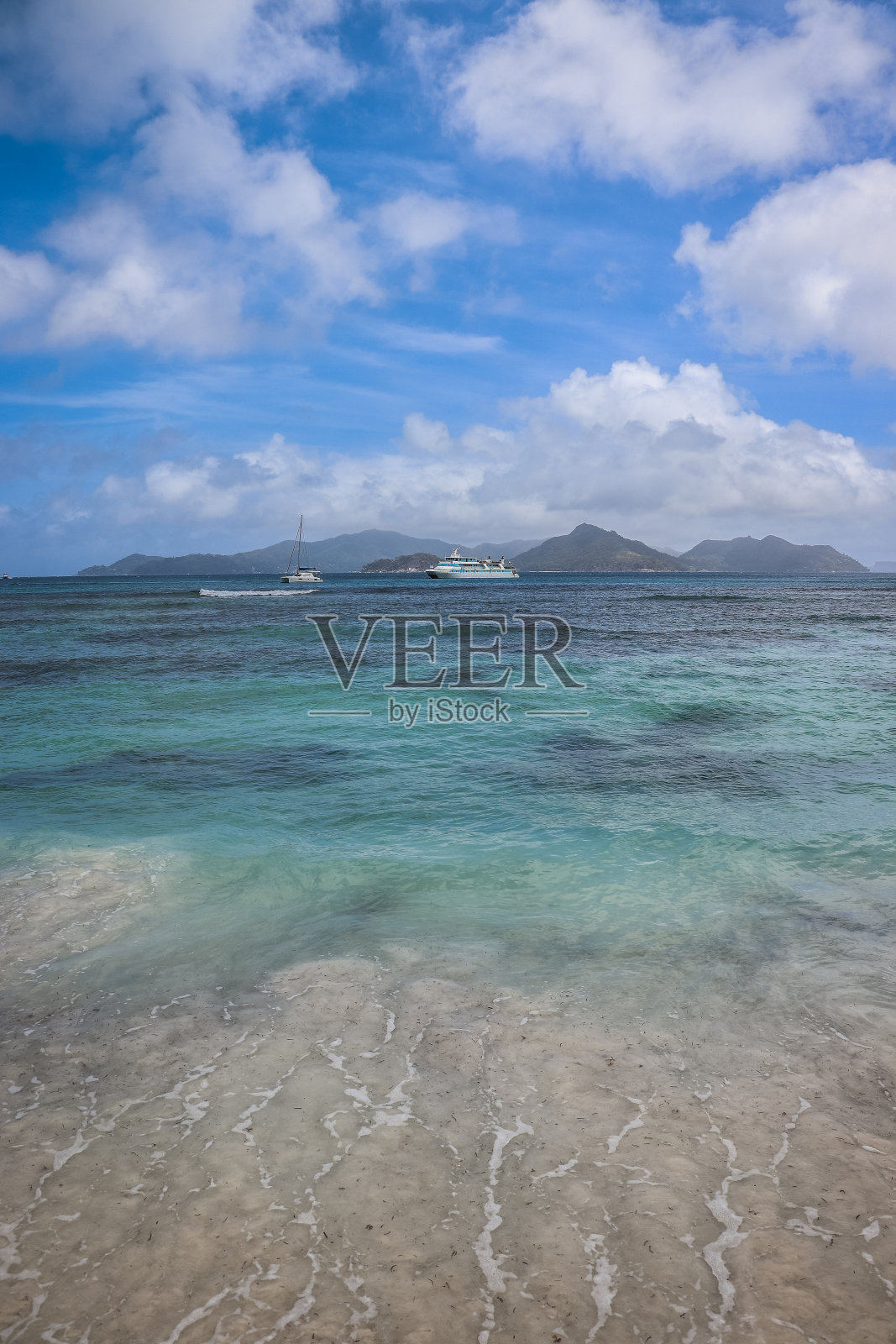 塞舌尔海滩泻湖照片摄影图片