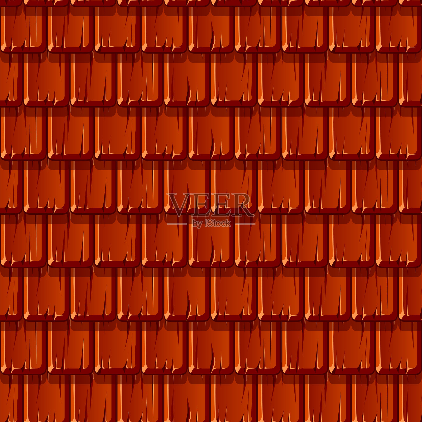 无缝纹理背景的红木屋顶排成一排。插画图片素材