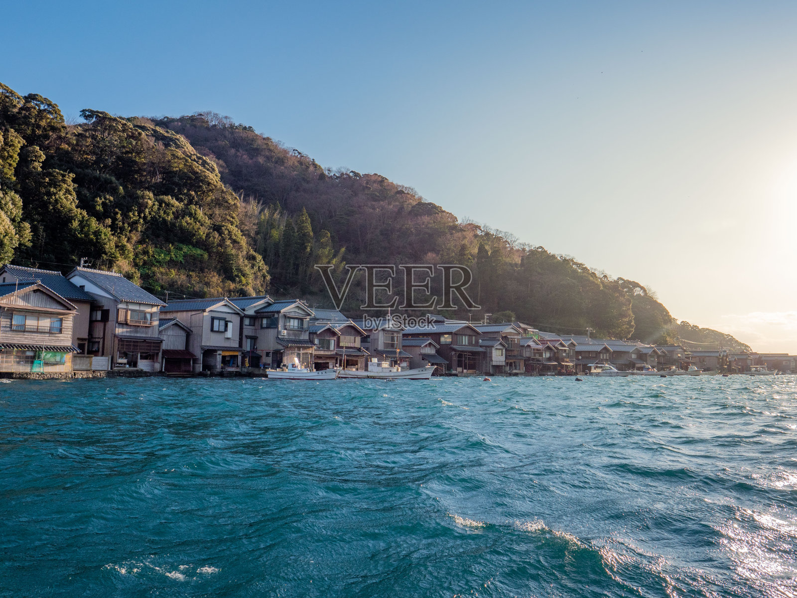 日本京都Ine no funaya的传统船屋照片摄影图片