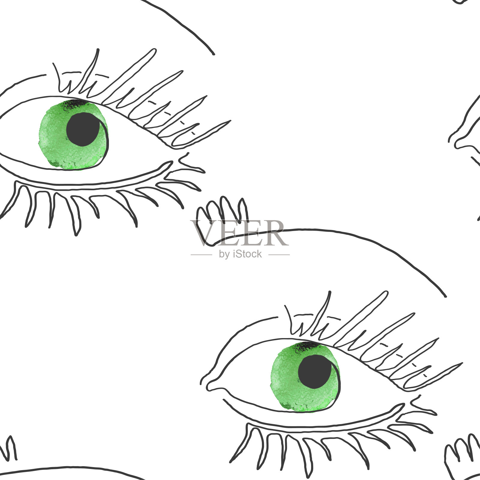无缝模式与插图的眼睛一行插画图片素材