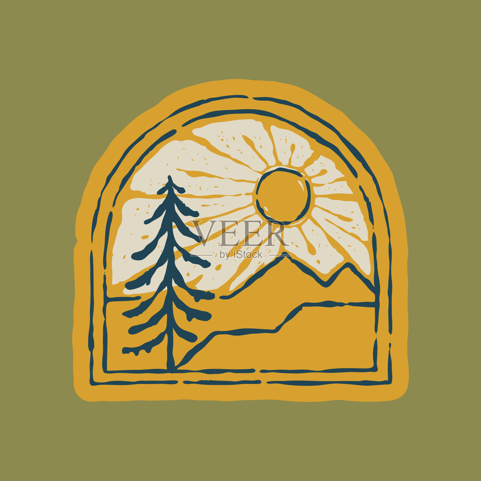 露营自然野生徽章补丁别针图形插图矢量艺术t恤设计插画图片素材