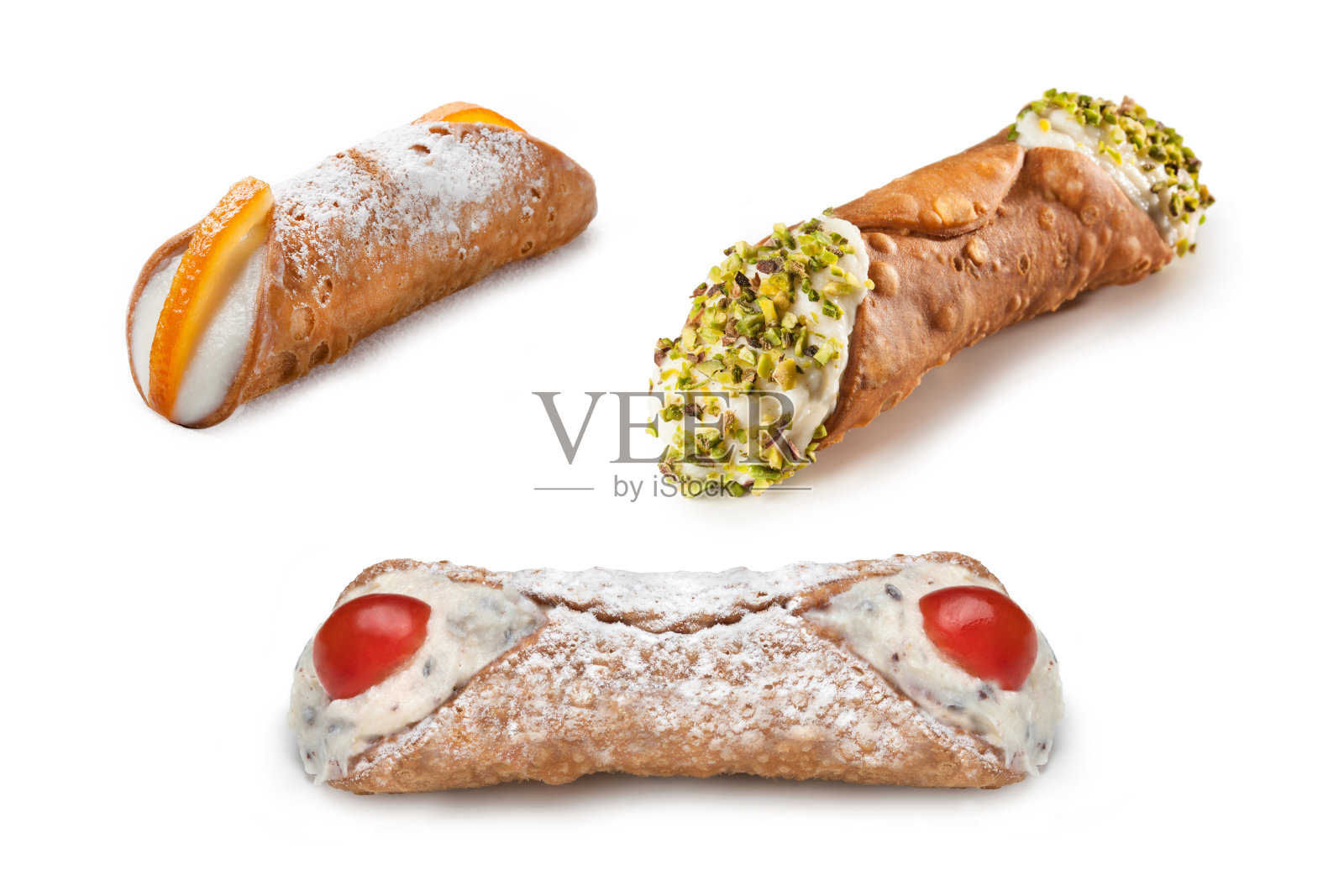 西西里奶油甜馅煎饼卷照片摄影图片