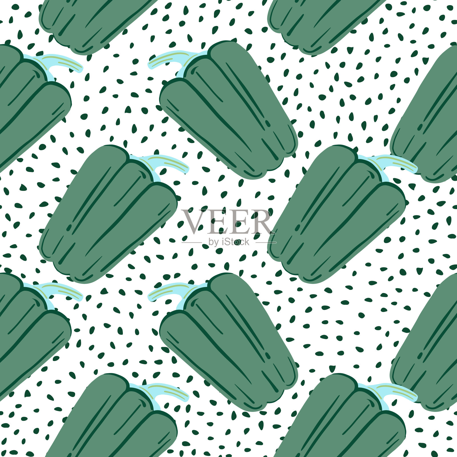 陈年甜椒无缝图案上的点背景。插画图片素材