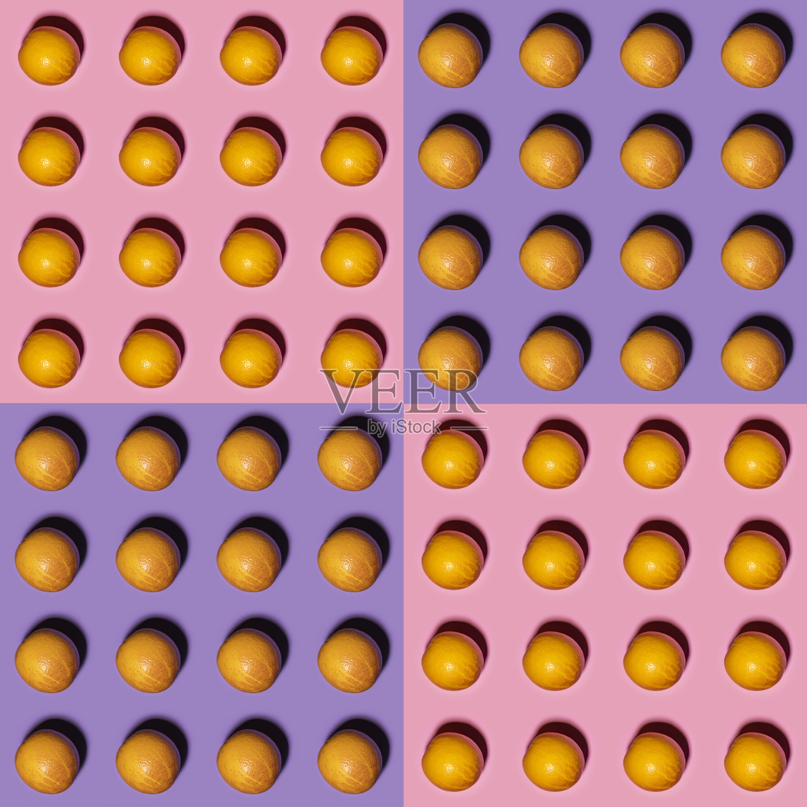 橙色图案上的粉红色和紫色的背景。创新食品的概念。平躺照片摄影图片