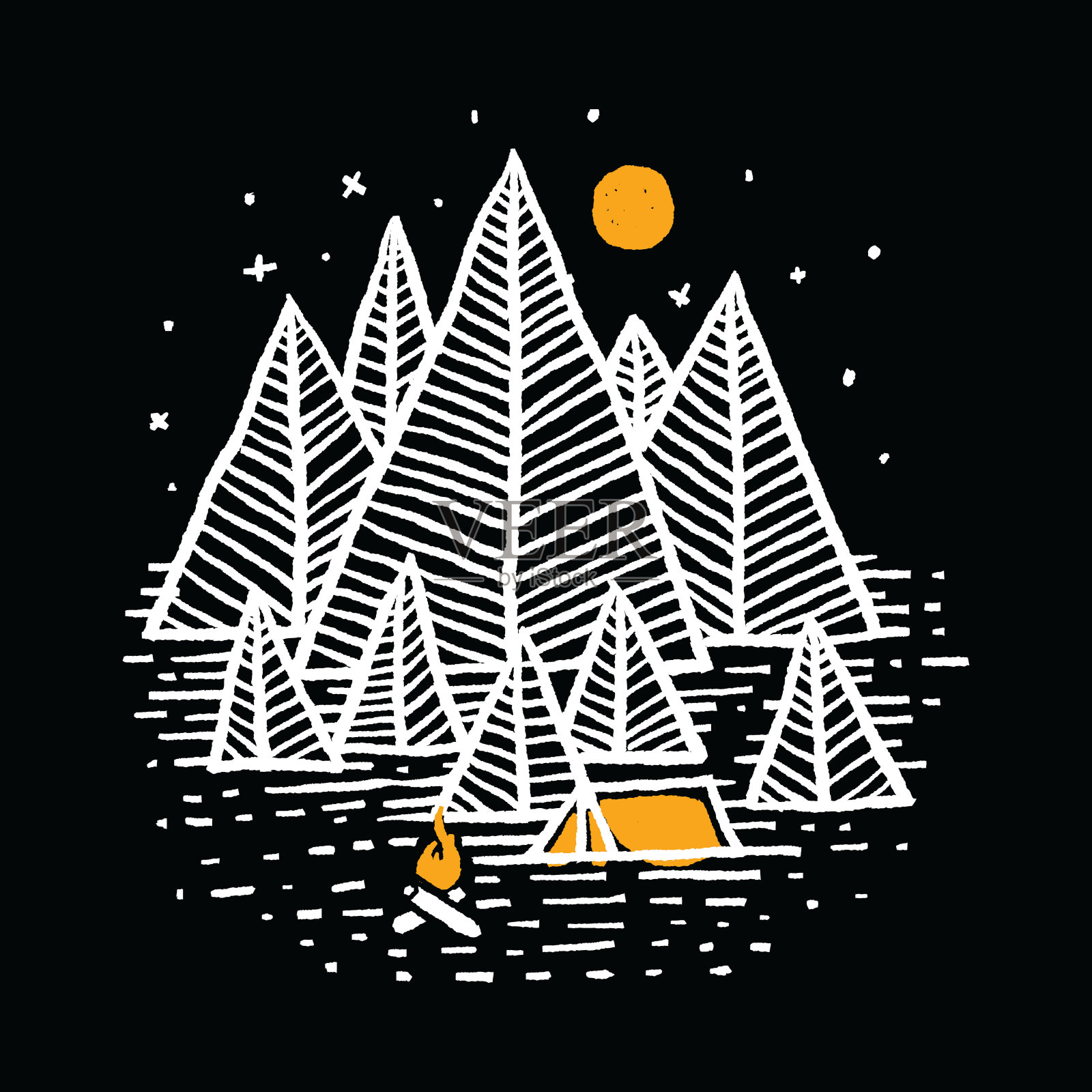 露营自然野生徽章补丁别针图形插图矢量艺术t恤设计插画图片素材