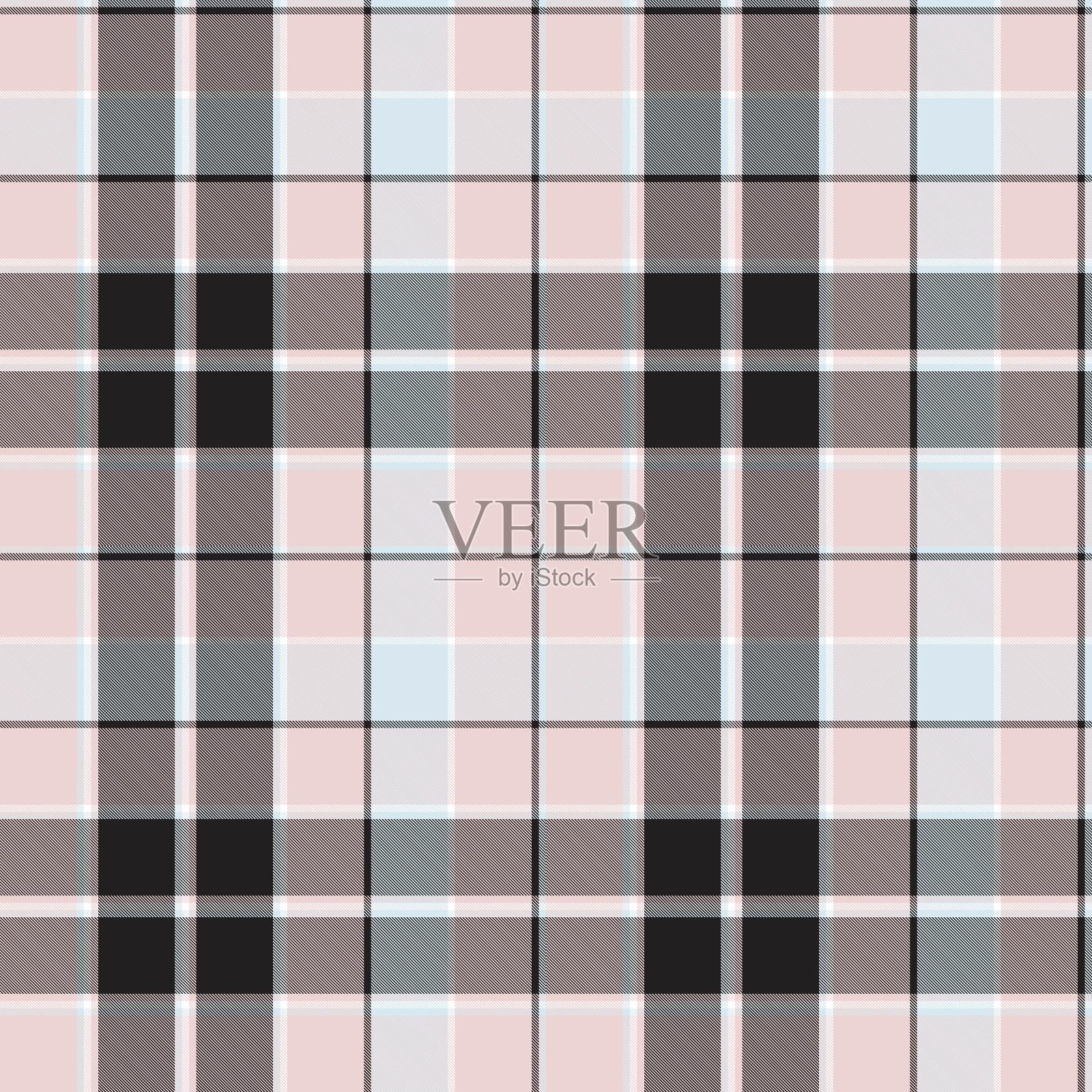 彩色经典现代格子呢无缝印花/图案向量插画图片素材