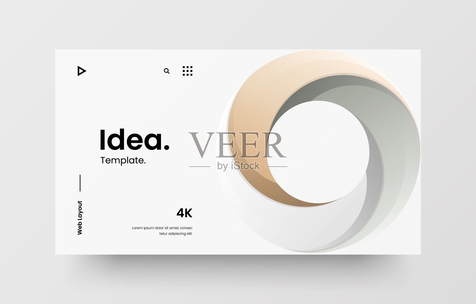 创造性的水平网站屏幕部分响应式网页设计项目开发。抽象几何图案横幅布局模拟。公司着陆页块矢量插图模板。插画图片素材