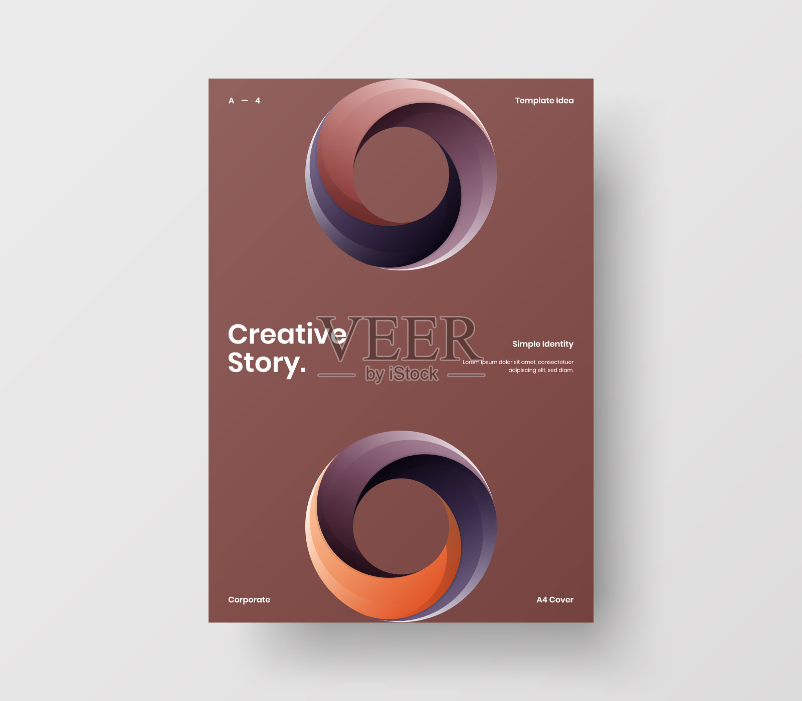 惊人的业务表示向量A4垂直方向的首页模拟。现代企业报表封面抽象几何插图设计布局。公司身份手册模板。设计模板素材