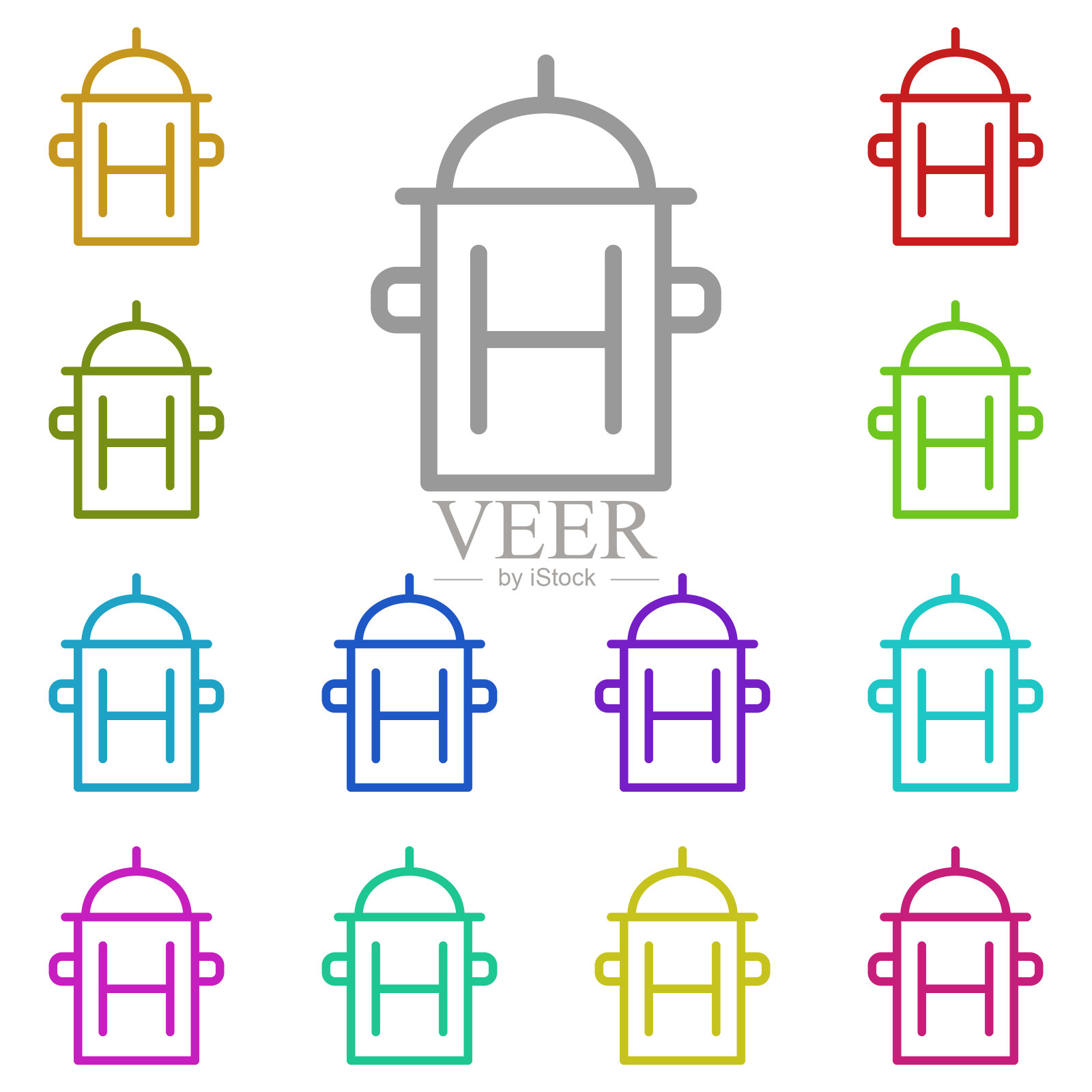 消火栓多色图标。简单的细线，轮廓矢量水图标的用户界面和用户体验，网站或移动应用程序插画图片素材