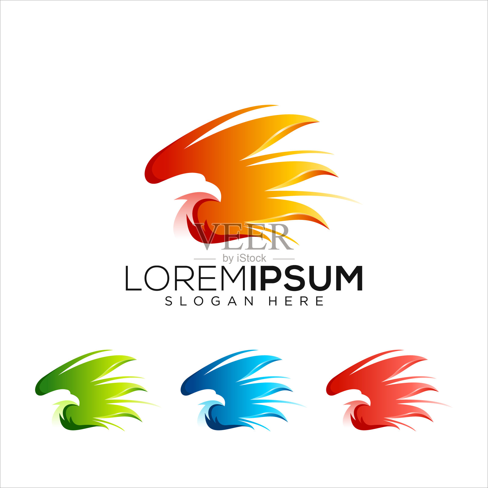 可怕的鹰翅膀彩色矢量标志插图插画图片素材