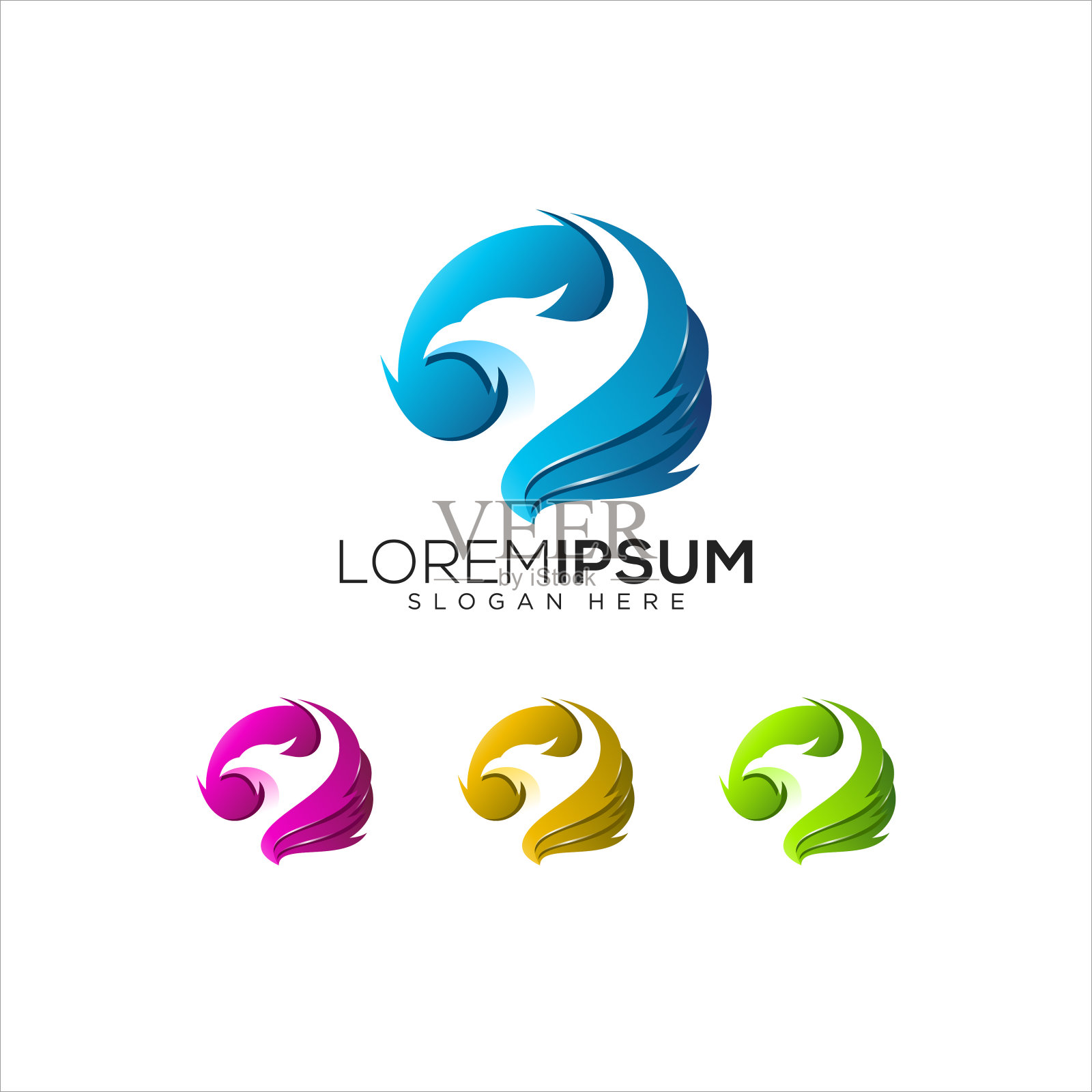 可怕的鹰翅膀彩色矢量标志插图插画图片素材