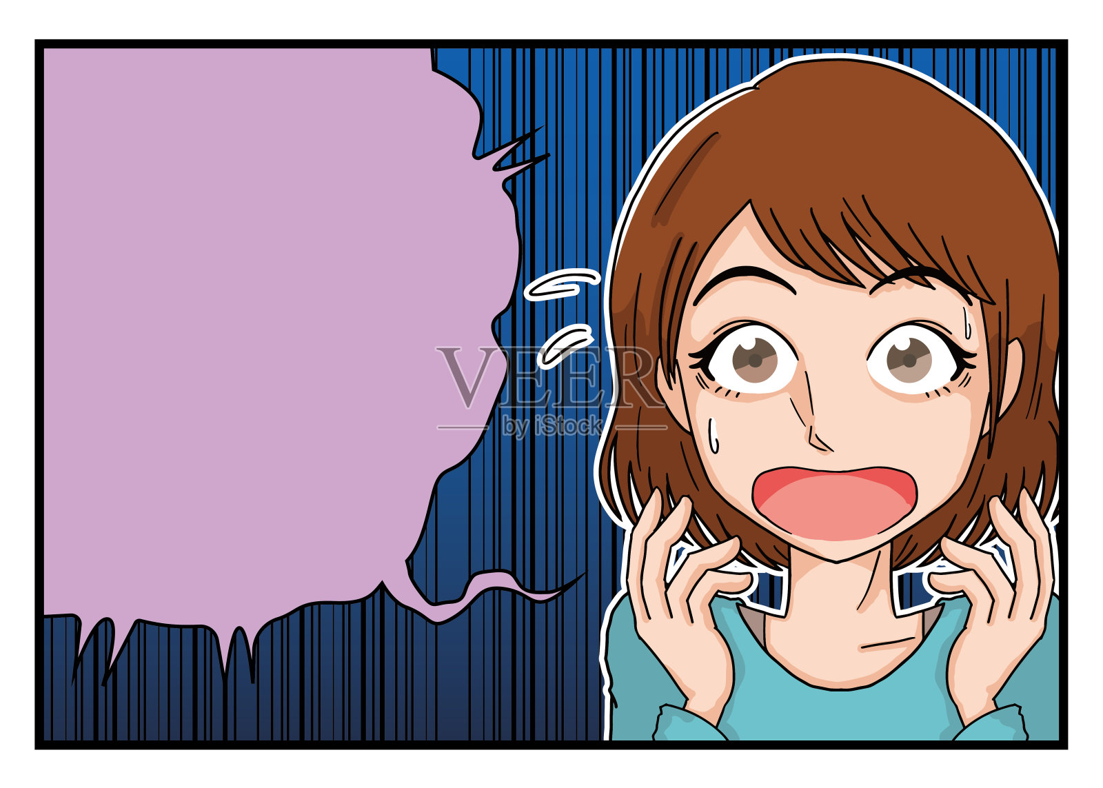 卡通风格的插图，一个惊讶的年轻女子设计元素图片