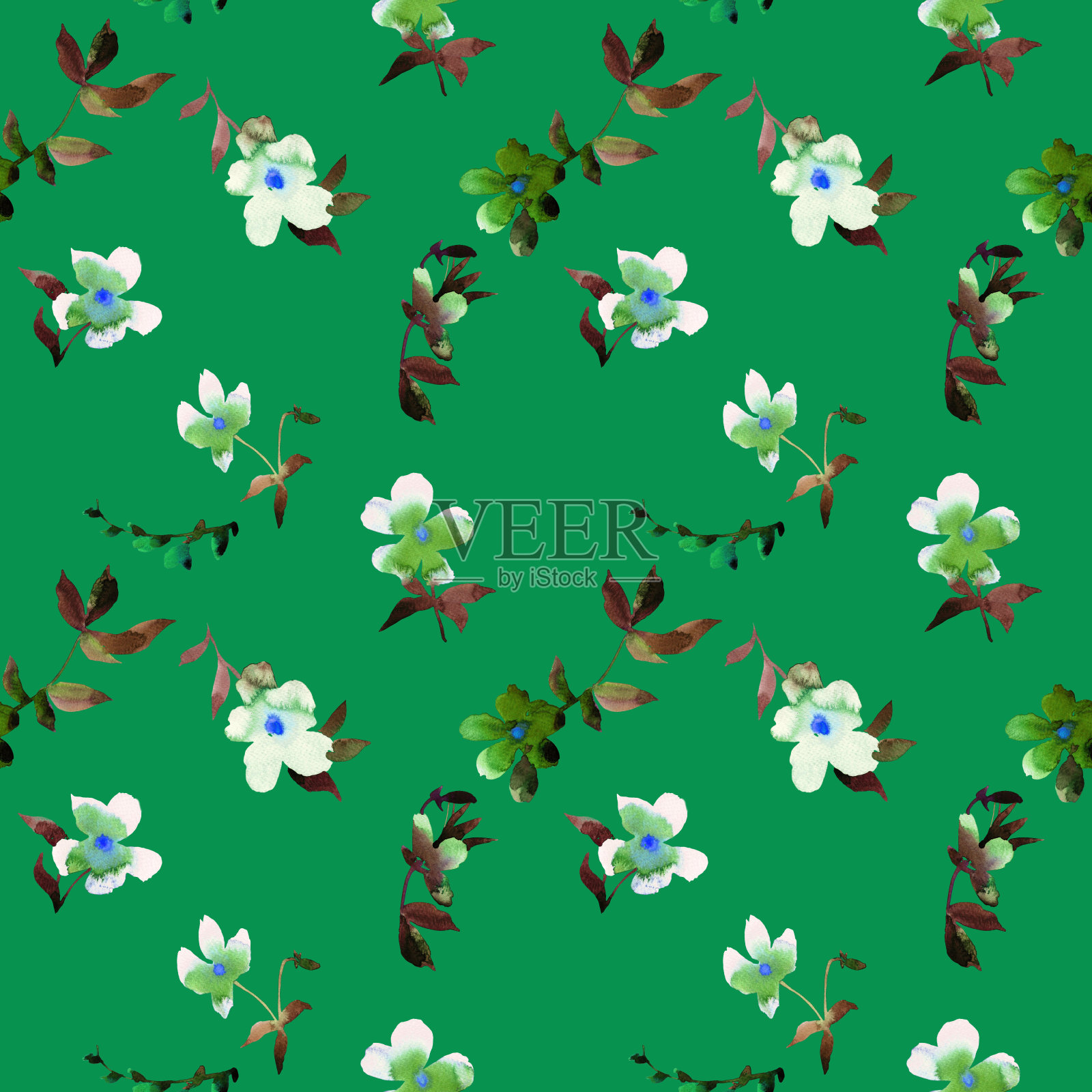 水彩花卉无缝图案插画图片素材