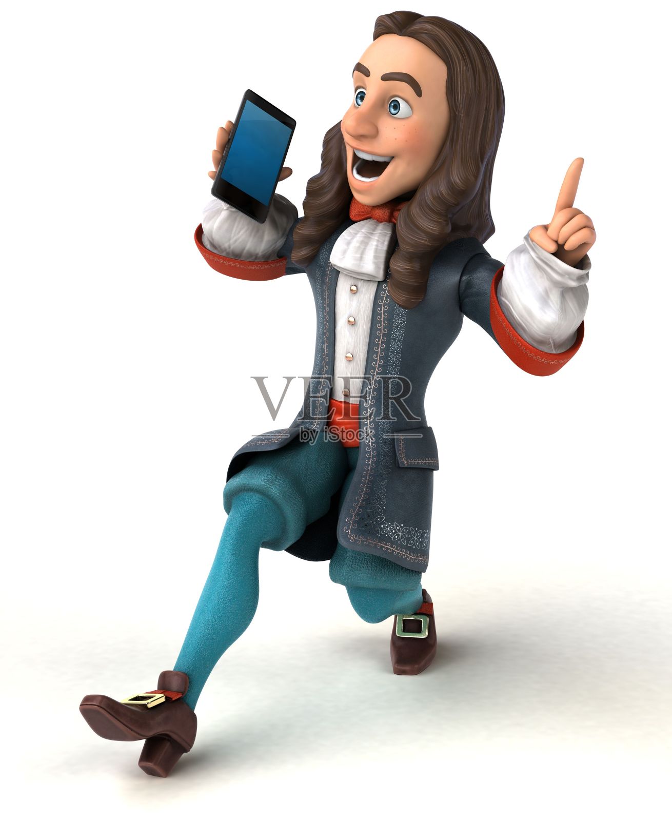 3D插图的卡通人在历史巴洛克服装照片摄影图片