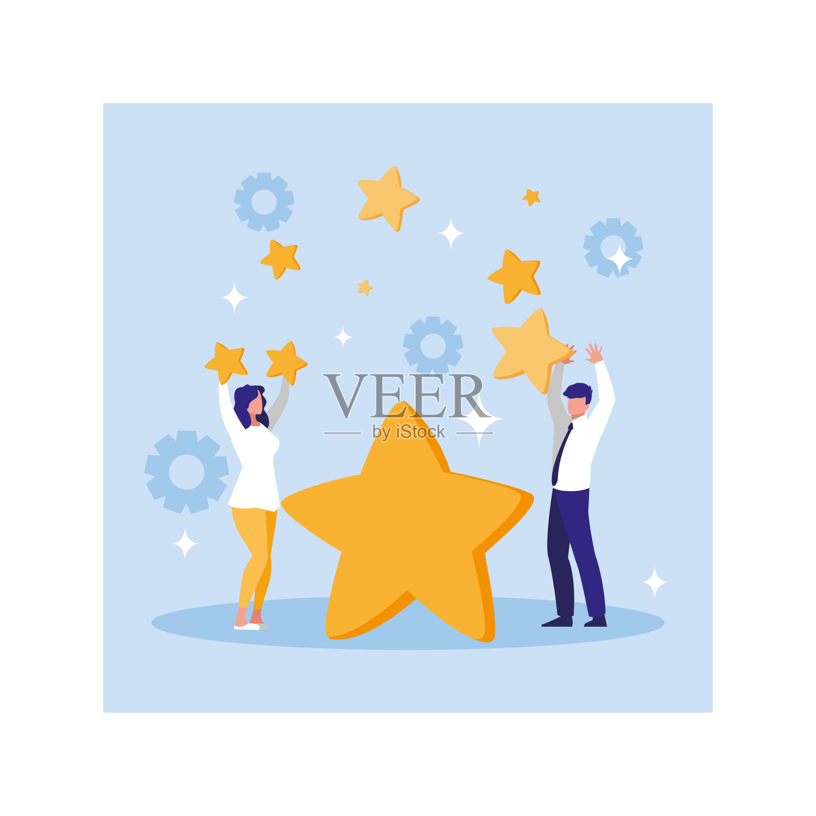 商业人士参与一个项目，头脑风暴插画图片素材