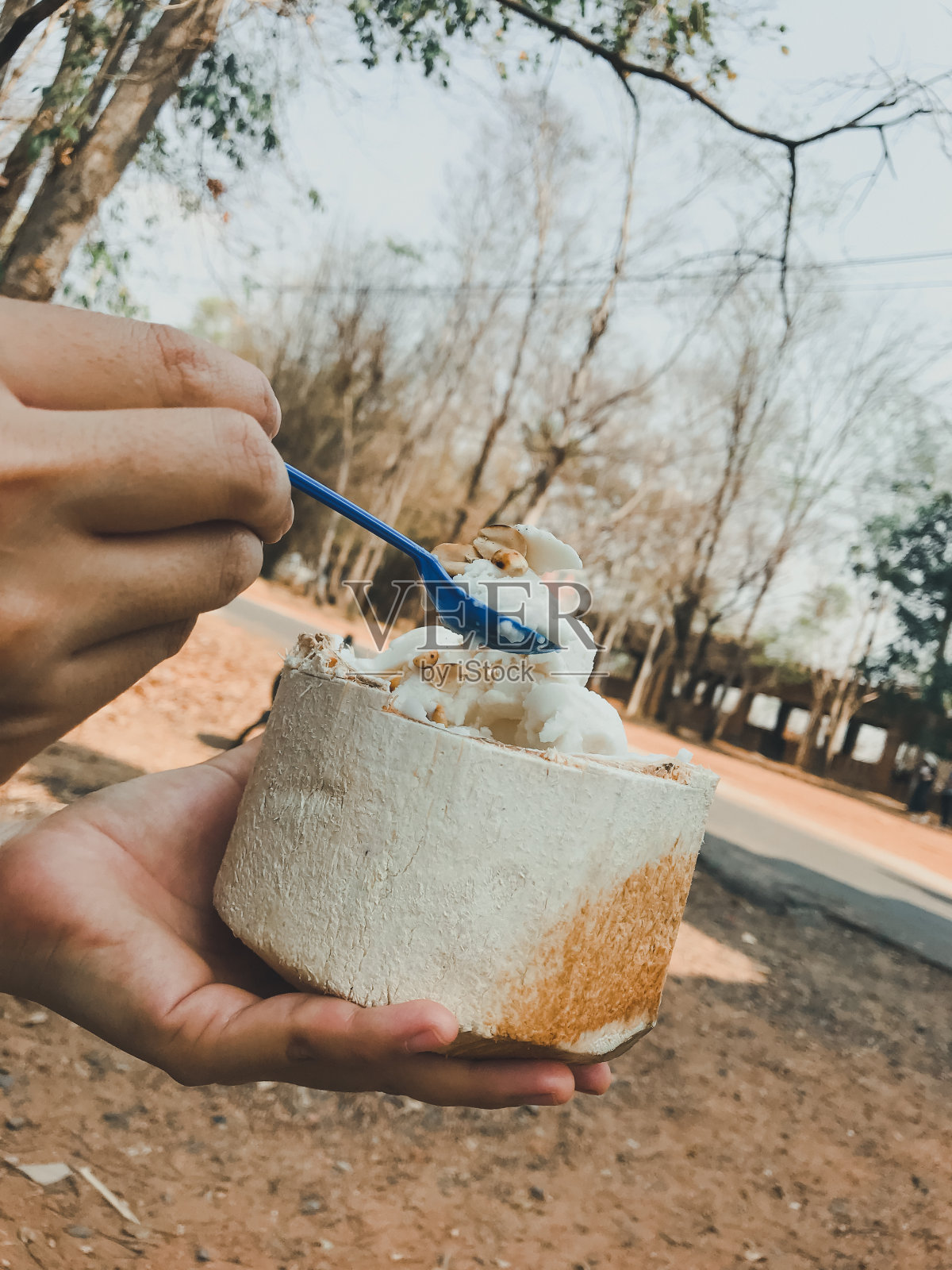 又甜又凉的椰子冰淇淋照片摄影图片
