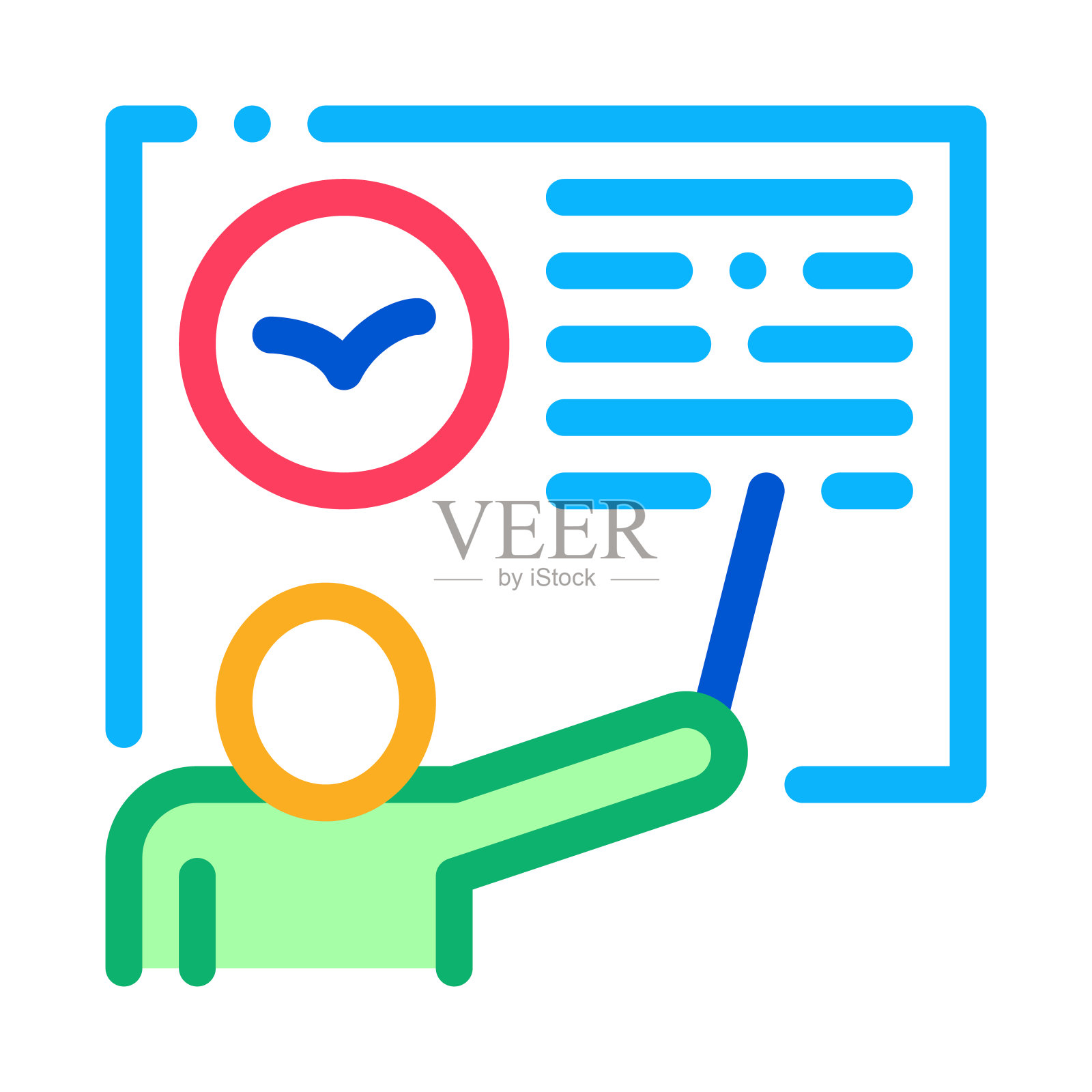 老师谈论鸟的图标细线矢量插画图片素材