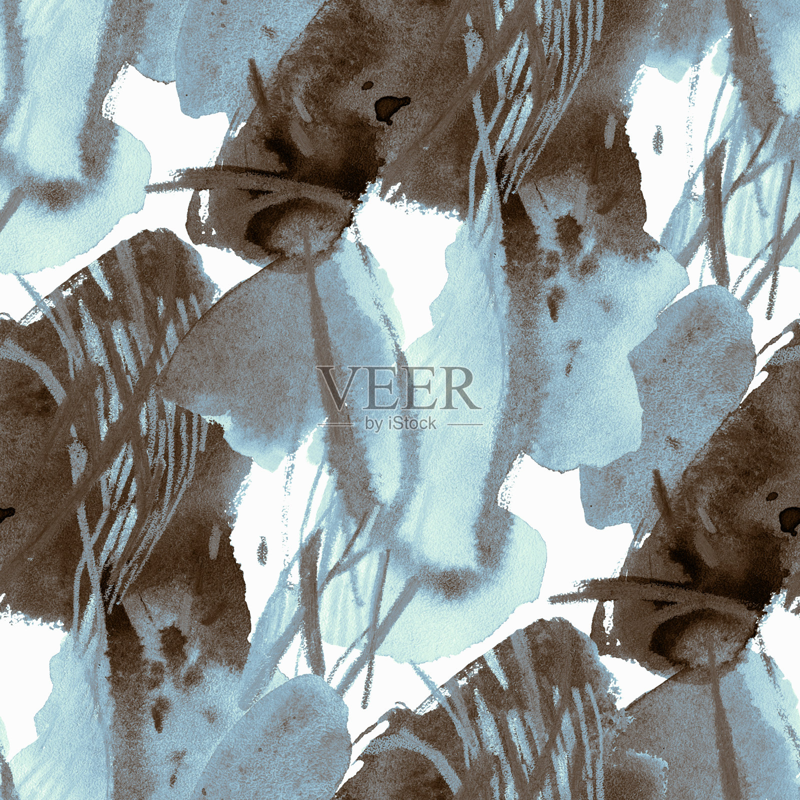 水彩笔触无缝抽象图案。插画图片素材