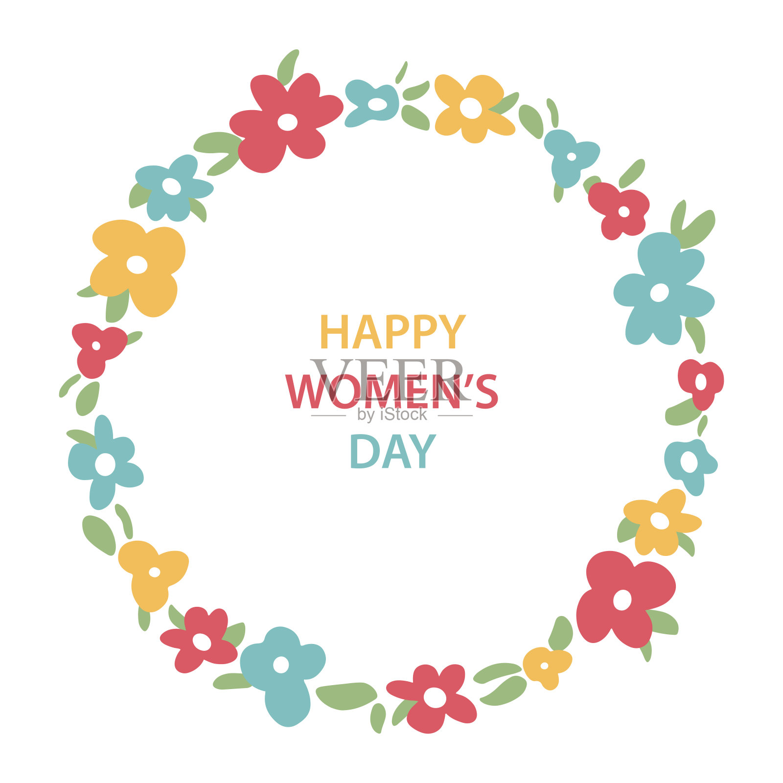 鲜花花环-妇女节快乐插画图片素材