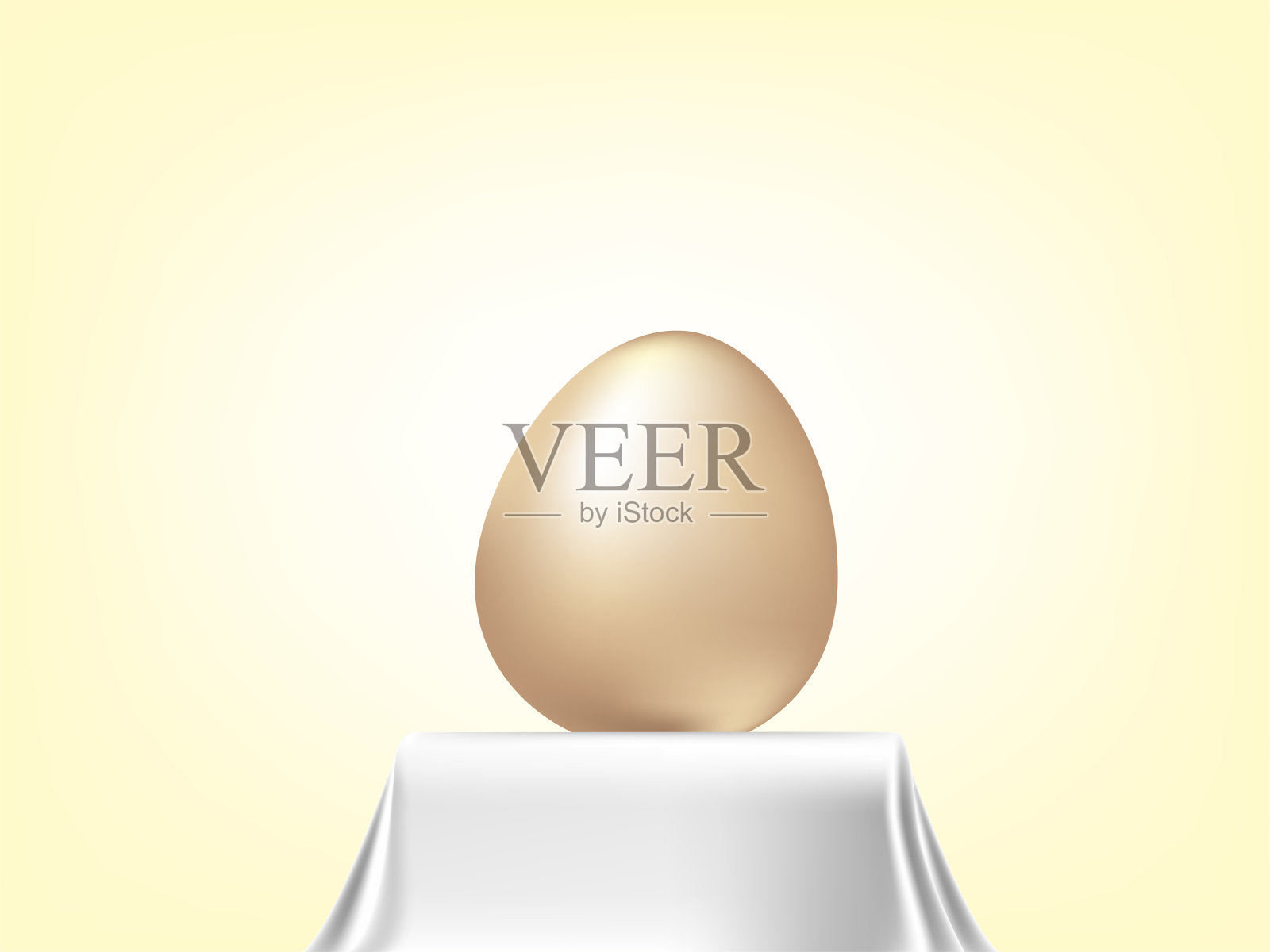 矢量元素用于设计。金色的复活节彩蛋放在白色的桌布上设计元素图片