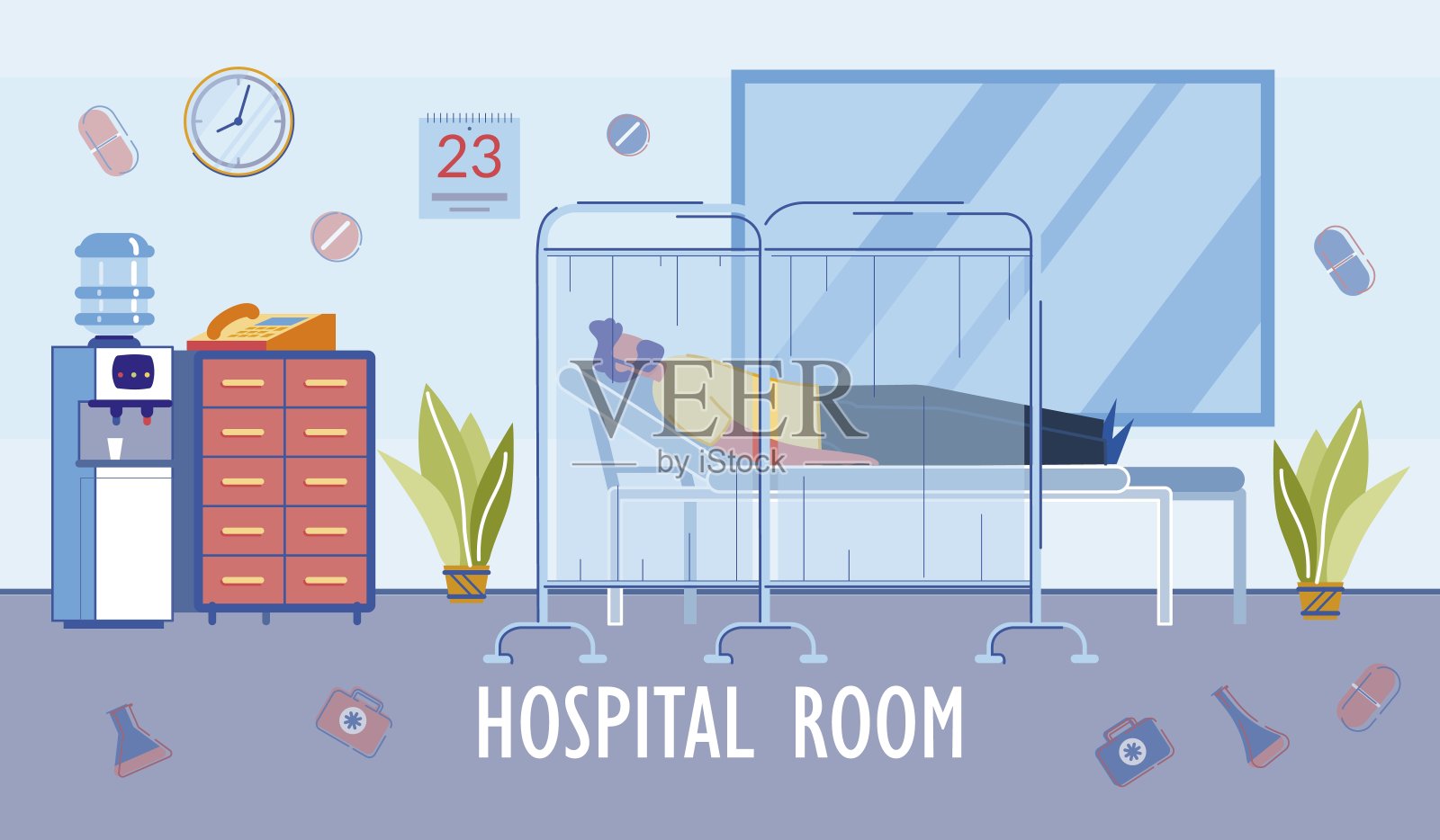 病人住院病房或病房。插画图片素材