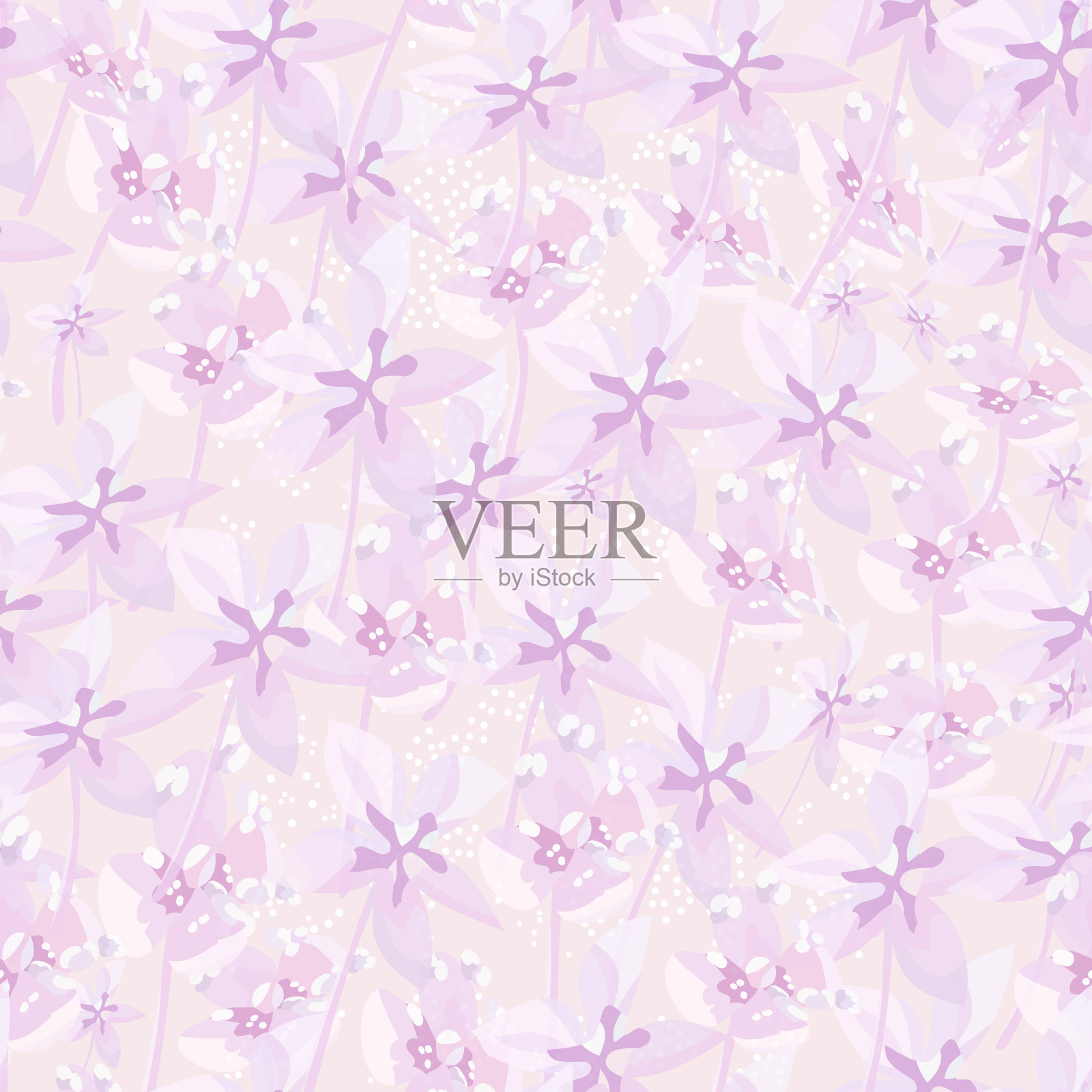 柔软紫色花向量无缝图案。插画图片素材