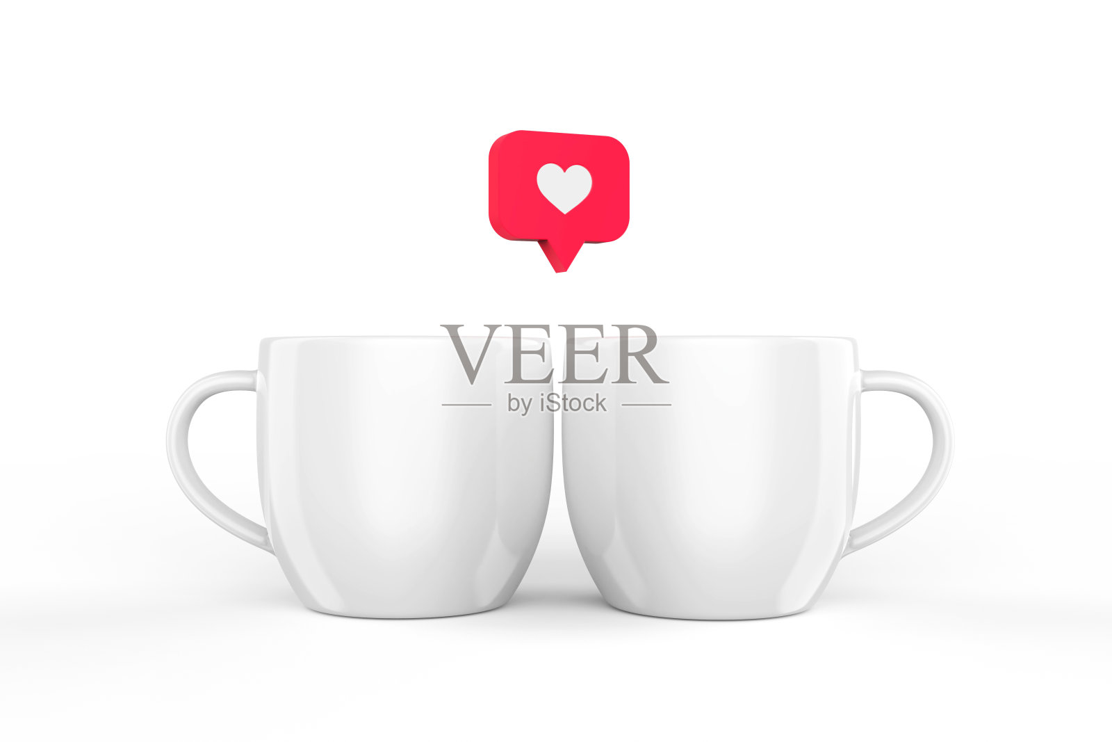 爱如心图标马克杯孤立的白色背景模型，复制空间库存照片照片摄影图片