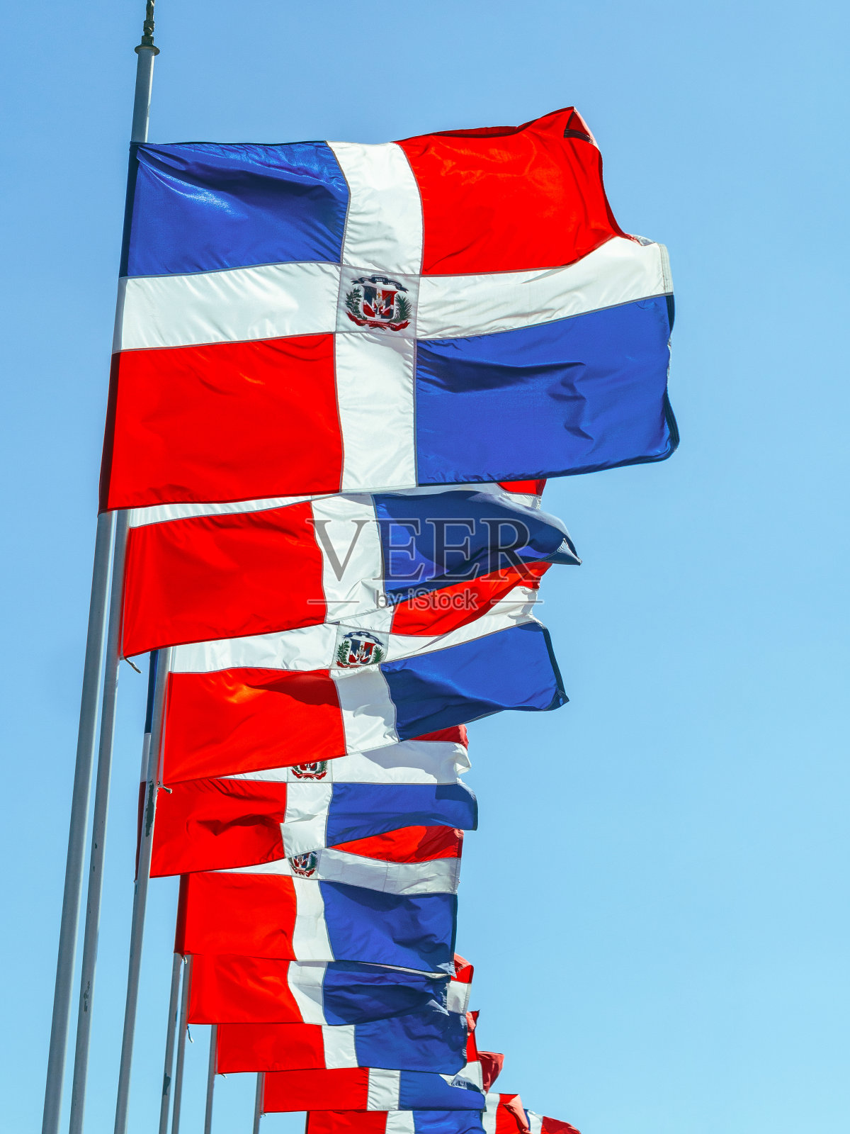 几个多米尼加旗帜照片摄影图片