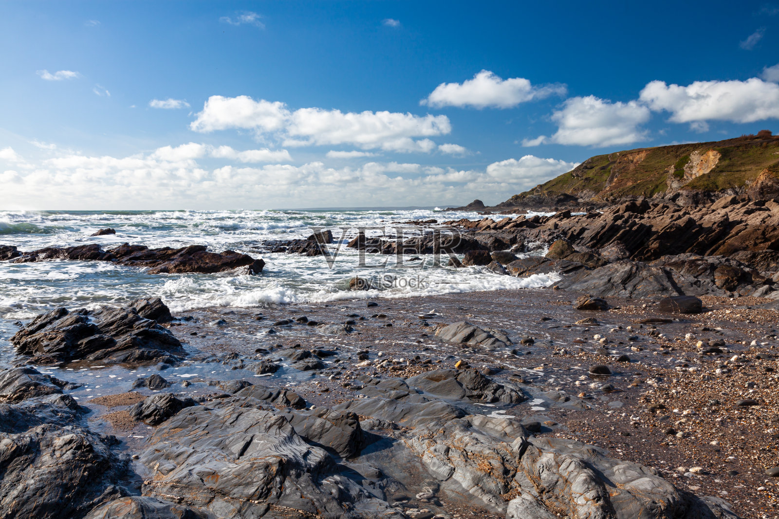 英国康沃尔的美元湾照片摄影图片