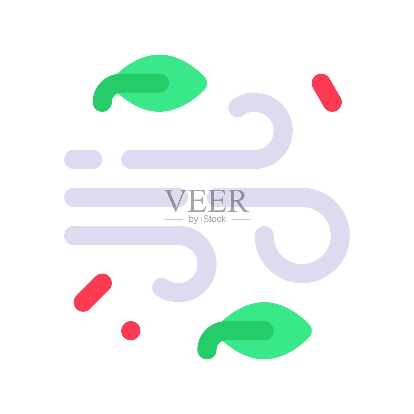 在平面设计中，与病毒传播相关的风或带有叶片载体的空气插画图片素材