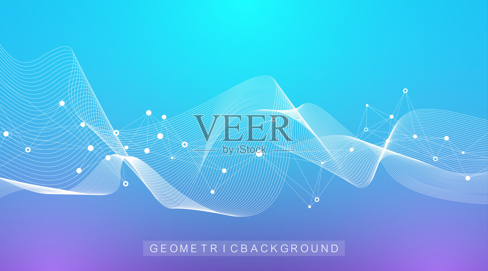 抽象动态运动线和背景彩色粒子点。数字流背景，波浪流。丛流背景。大数据技术，矢量图插画图片素材