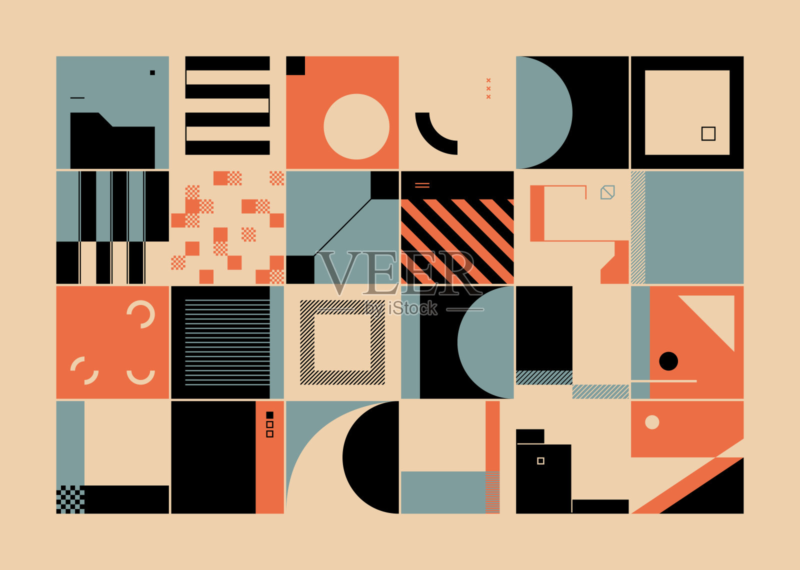 复古未来抽象矢量模式插画图片素材