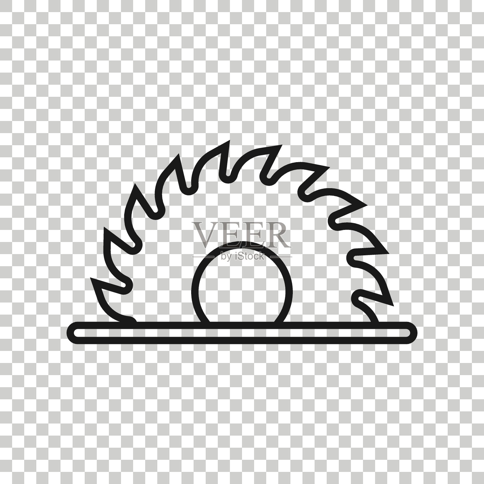 锯片图标在平坦的风格。圆形机器矢量图上的白色孤立背景。旋转圆盘的经营理念。图标素材