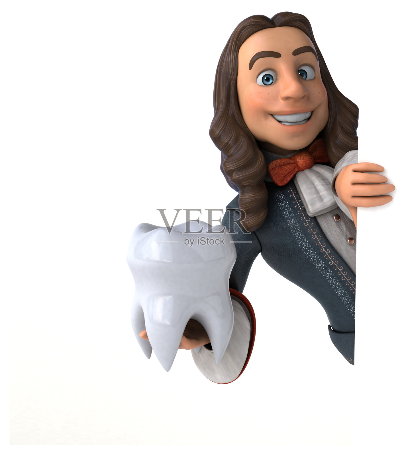 3D插图的卡通人在历史巴洛克服装照片摄影图片