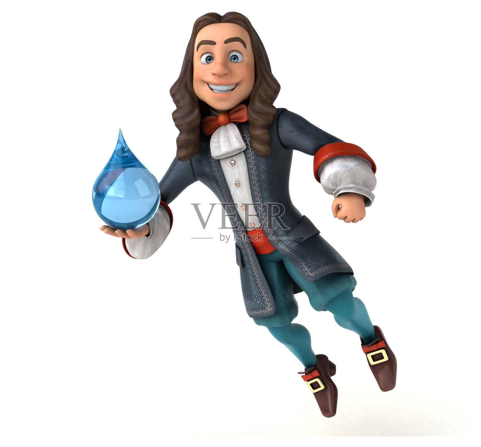 3D插图的卡通人在历史巴洛克服装照片摄影图片