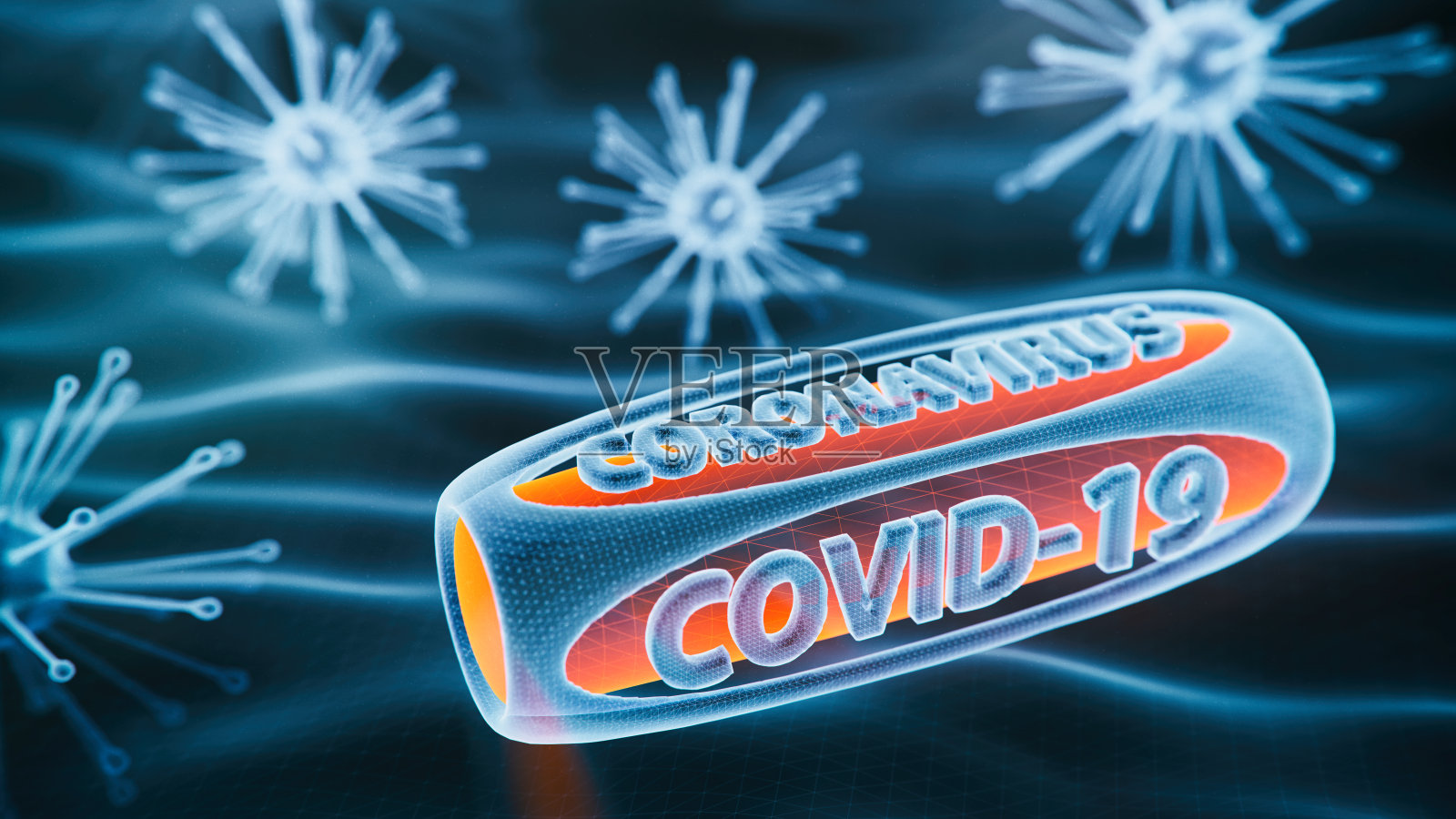 新冠病毒全息图照片摄影图片