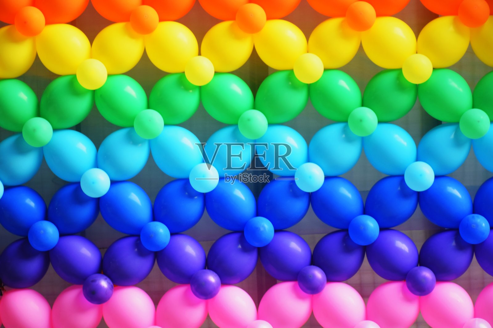 彩色气球墙装饰背景照片摄影图片