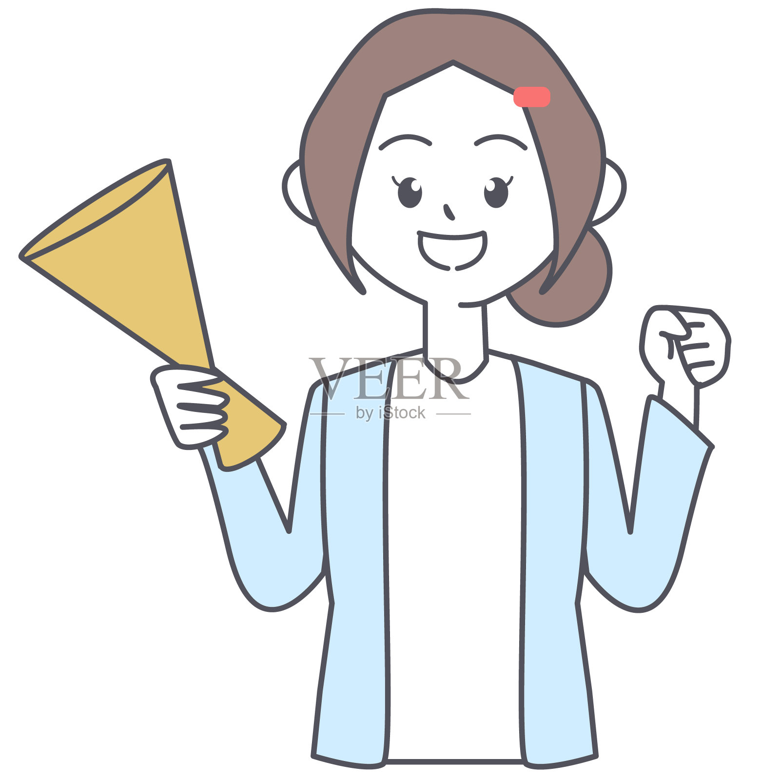 穿着开襟羊毛衫的女人插画图片素材