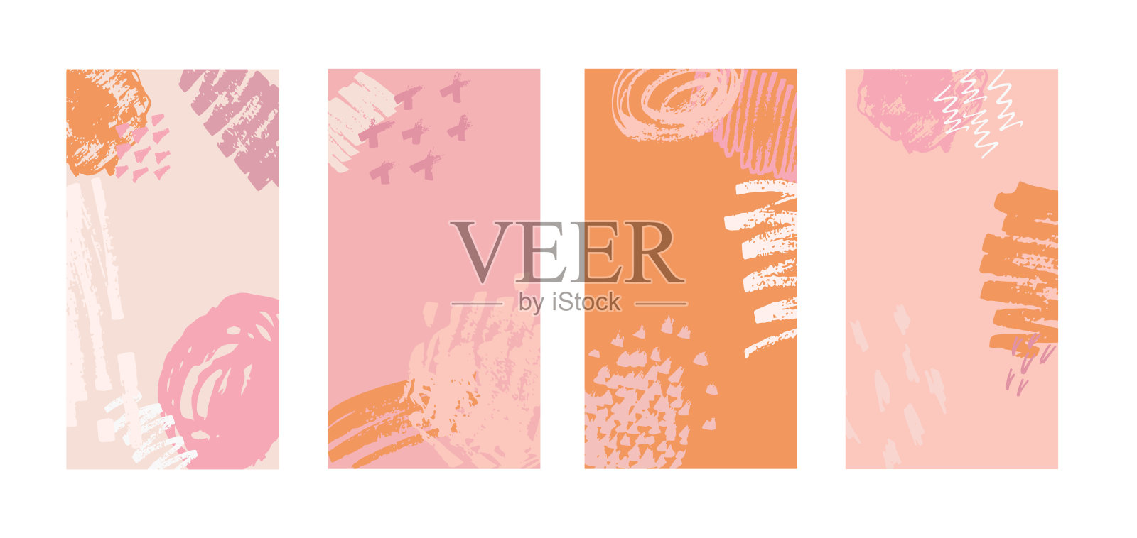 社交媒体模板。明亮的颜色与手绘涂鸦复活节假期纹理。季节性销售旗帜。生日聚会或周年纪念邀请。春假艺术背景集。抽象的图案。插画图片素材