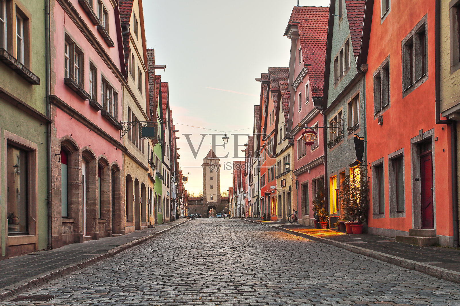 一个古老的小镇美丽的Deutsch街照片摄影图片