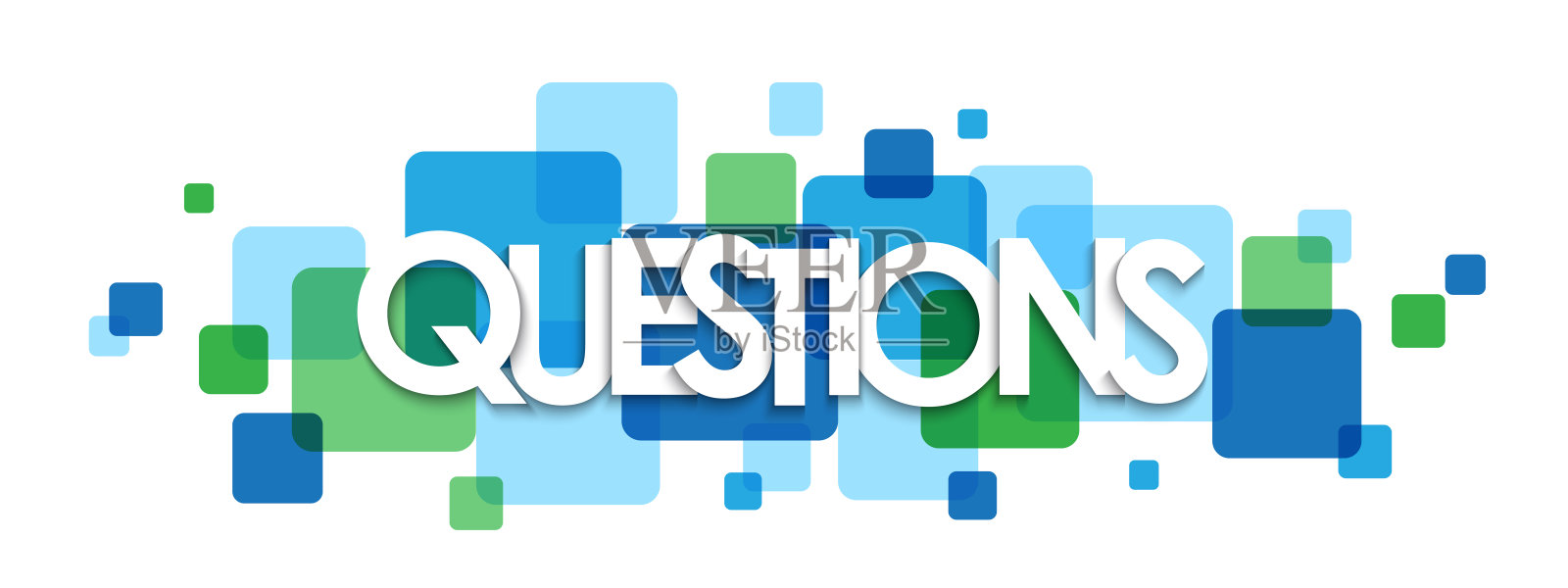 问题蓝色和绿色字体横幅插画图片素材
