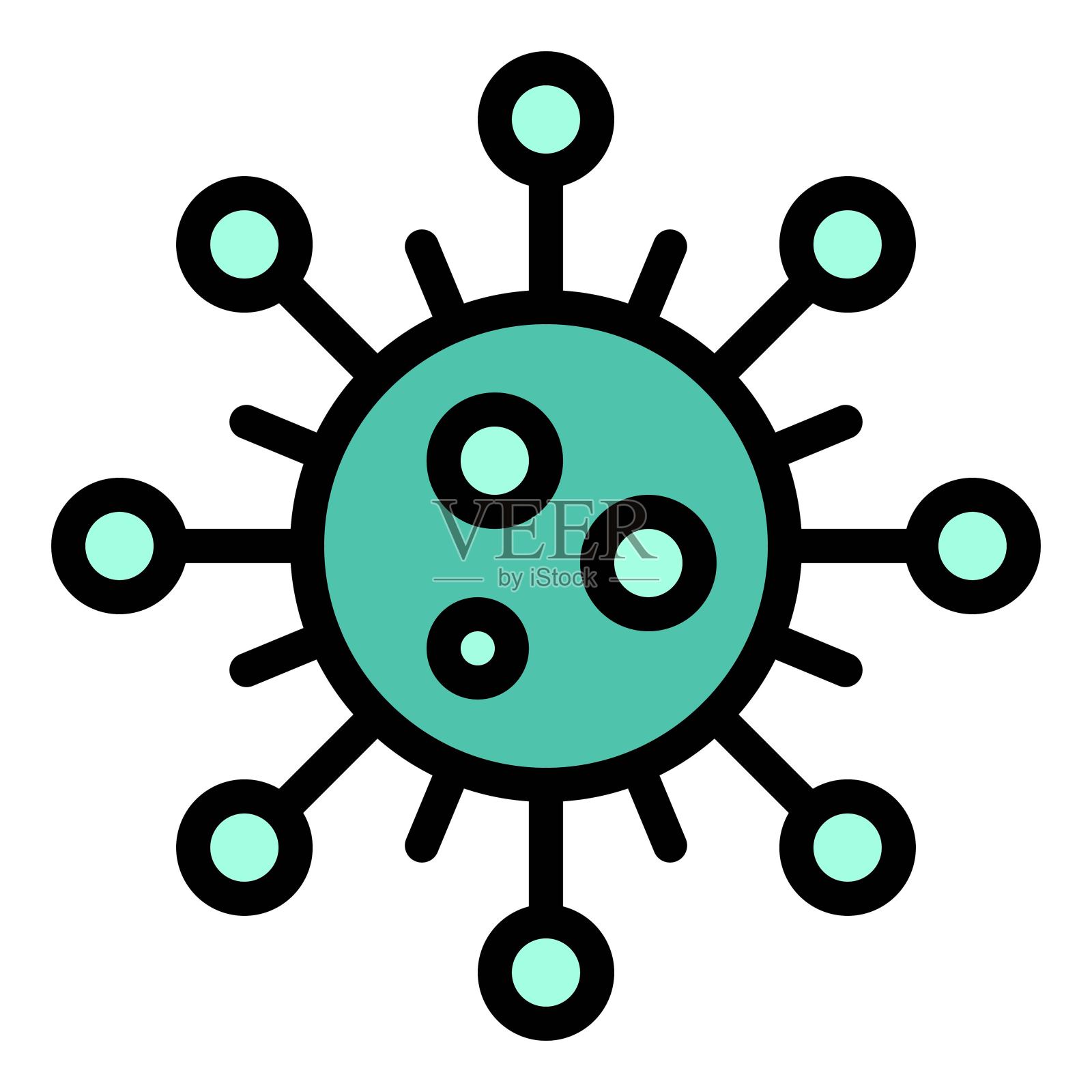 病毒或细菌矢量插图，填充样式图标插画图片素材