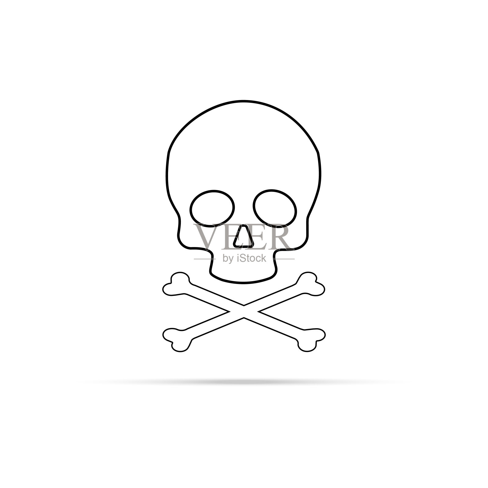 骷髅和交叉图标设计线标记的危险警告矢量插图插画图片素材